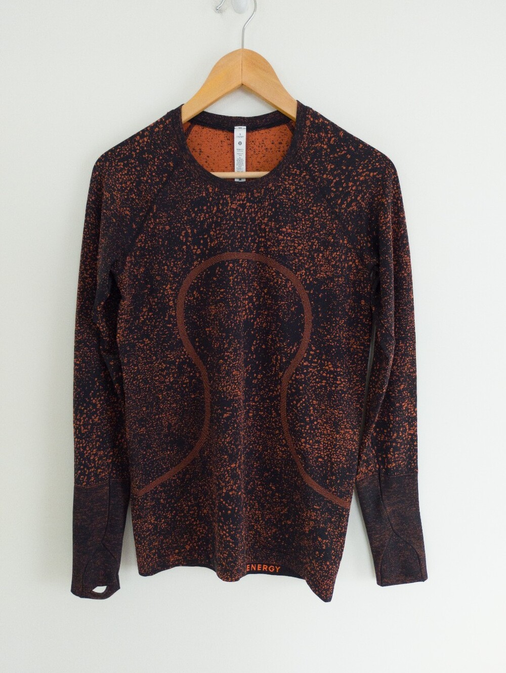 Lululemon Swiftly Tech Long Sleeve 2.0 Rust Orange Black Speckle Size 8